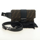 FENDI Zucca Canvas Mamma Baguette Shoulder Bag 2way Black Brown Auth 181574SAM-12