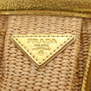 PRADA Chain Shoulder Bag Raffia Beige Gold Auth 181575SAV-18