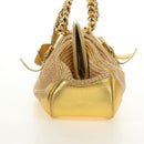 PRADA Chain Shoulder Bag Raffia Beige Gold Auth 181575SAV-3