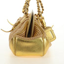 PRADA Chain Shoulder Bag Raffia Beige Gold Auth 181575SAV-4