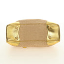 PRADA Chain Shoulder Bag Raffia Beige Gold Auth 181575SAV-5