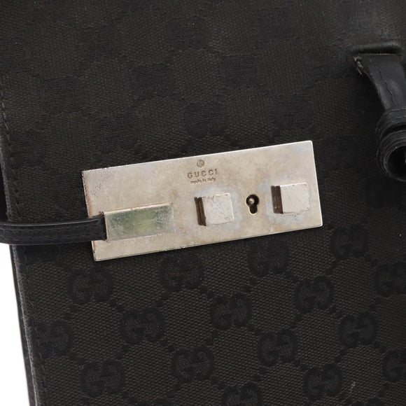 GUCCI GG Canvas Hand Bag Black Silver Auth 181578