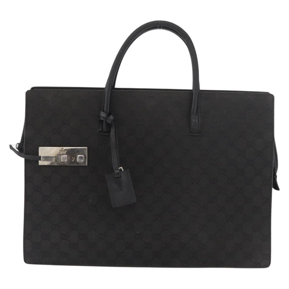 GUCCI GG Canvas Hand Bag Black Silver Auth 181578