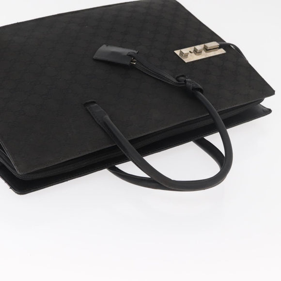 GUCCI GG Canvas Hand Bag Black Silver Auth 181578