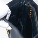 GUCCI Shoulder Bag Leather Navy Gold Auth 181580-19