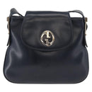 GUCCI Shoulder Bag Leather Navy Gold Auth 181580-2