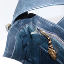 GUCCI Shoulder Bag Leather Navy Gold Auth 181580-20