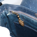 GUCCI Shoulder Bag Leather Navy Gold Auth 181580-21