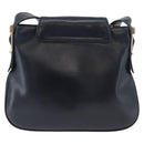 GUCCI Shoulder Bag Leather Navy Gold Auth 181580-3