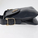GUCCI Shoulder Bag Leather Navy Gold Auth 181580-5