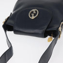 GUCCI Shoulder Bag Leather Navy Gold Auth 181580-6