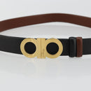 Salvatore Ferragamo Gancini Reversible Belt Leather 37.8"" Black Auth 181581A-5