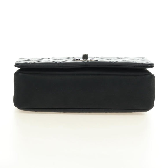 CHANEL Cosmos Line Chain Shoulder Bag Lamb Skin Black Silver CC Auth 181582SM
