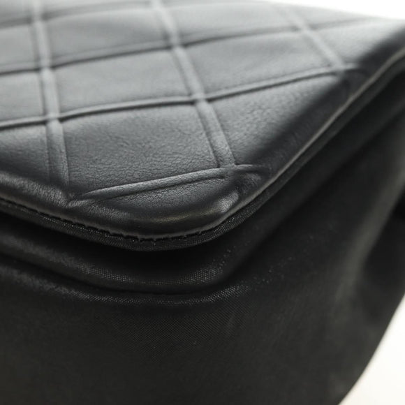 CHANEL Cosmos Line Chain Shoulder Bag Lamb Skin Black Silver CC Auth 181582SM