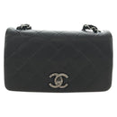 CHANEL Cosmos Line Chain Shoulder Bag Lamb Skin Black Silver CC Auth 181582SM-13