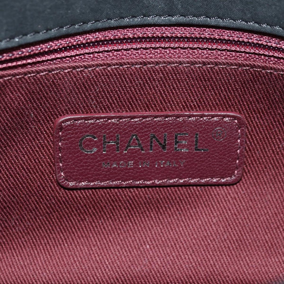 CHANEL Cosmos Line Chain Shoulder Bag Lamb Skin Black Silver CC Auth 181582SM