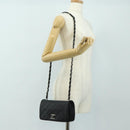 CHANEL Cosmos Line Chain Shoulder Bag Lamb Skin Black Silver CC Auth 181582SM-29