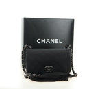 CHANEL Cosmos Line Chain Shoulder Bag Lamb Skin Black Silver CC Auth 181582SM-12