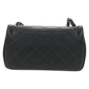 CHANEL Cosmos Line Chain Shoulder Bag Lamb Skin Black Silver CC Auth 181582SM-2