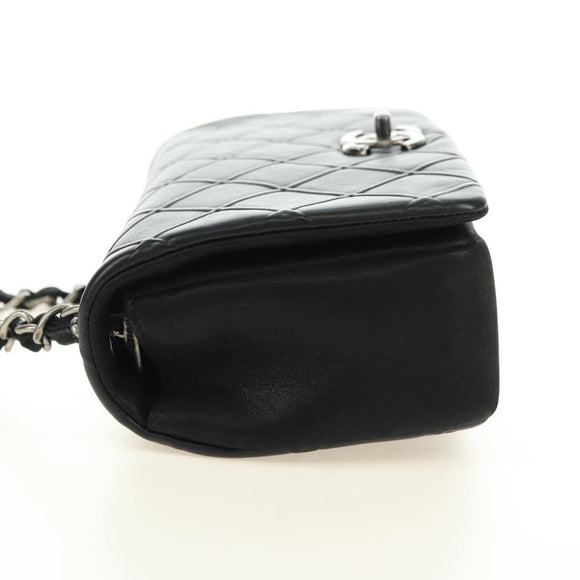 CHANEL Cosmos Line Chain Shoulder Bag Lamb Skin Black Silver CC Auth 181582SM