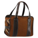 BURBERRY Nova Check Blue Label Handtas Wol Bruin Goud Auth 181585-1