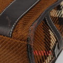 BURBERRY Nova Check Blue Label Handtas Wol Bruin Goud Auth 181585-10