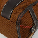 BURBERRY Nova Check Blue Label Handtas Wol Bruin Goud Auth 181585-12