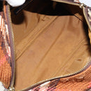 BURBERRY Nova Check Blue Label Handtas Wol Bruin Goud Auth 181585-16