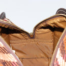 BURBERRY Nova Check Blue Label Handtas Wol Bruin Goud Auth 181585-17