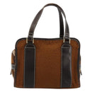 BURBERRY Nova Check Blue Label Handtas Wol Bruin Goud Auth 181585-2