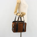 BURBERRY Nova Check Blue Label Handtas Wol Bruin Goud Auth 181585-21