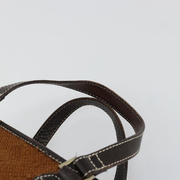 BURBERRY Nova Check Blue Label Handtas Wol Bruin Goud Auth 181585
