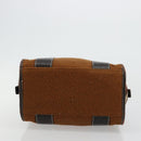 BURBERRY Nova Check Blue Label Handtas Wol Bruin Goud Auth 181585-9