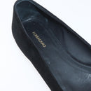 Salvatore Ferragamo Pumps Wildleder Schwarz Gold Auth 181587A-13