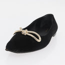 Salvatore Ferragamo Pumps Wildleder Schwarz Gold Auth 181587A-19