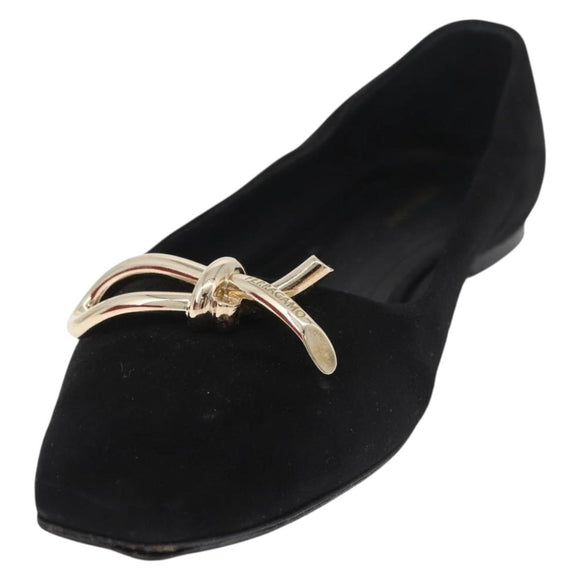 Salvatore Ferragamo Pumps Wildleder Schwarz Gold Auth 181587A