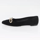 Salvatore Ferragamo Pumps Wildleder Schwarz Gold Auth 181587A-22