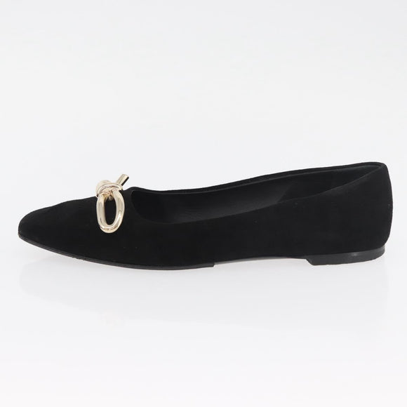 Salvatore Ferragamo Pumps Wildleder Schwarz Gold Auth 181587A
