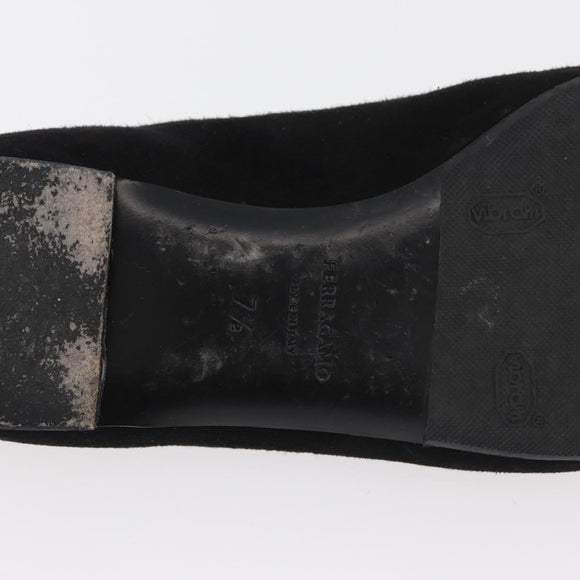 Salvatore Ferragamo Pumps Wildleder Schwarz Gold Auth 181587A