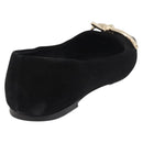 Salvatore Ferragamo Pumps Wildleder Schwarz Gold Auth 181587A-3