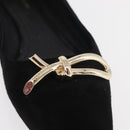 Salvatore Ferragamo Pumps Wildleder Schwarz Gold Auth 181587A-30