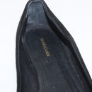 Salvatore Ferragamo Pumps Wildleder Schwarz Gold Auth 181587A-31