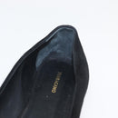 Salvatore Ferragamo Pumps Wildleder Schwarz Gold Auth 181587A-34