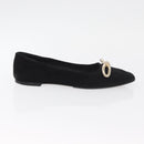 Salvatore Ferragamo Pumps Wildleder Schwarz Gold Auth 181587A-4