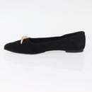 Salvatore Ferragamo Pumps Wildleder Schwarz Gold Auth 181587A-5
