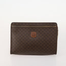 CELINE Macadam Canvas Clutch Bag PVC 6 Set Brown Beige Auth 181592-13