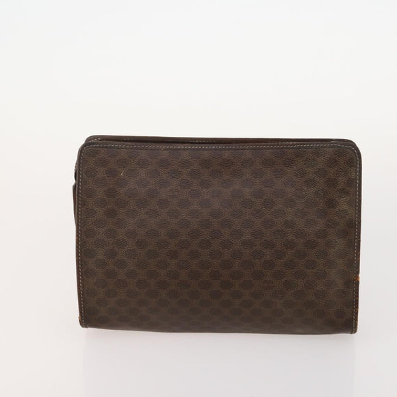CELINE Macadam Canvas Clutch Bag PVC 6 Set Brown Beige Auth 181592