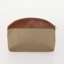 CELINE Macadam Canvas Clutch Bag PVC 6 Set Brown Beige Auth 181592-17