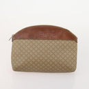 CELINE Macadam Canvas Clutch Bag PVC 6 Set Brown Beige Auth 181592-18