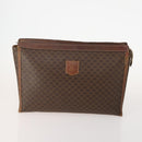 CELINE Macadam Canvas Clutch Bag PVC 6 Set Brown Beige Auth 181592-2